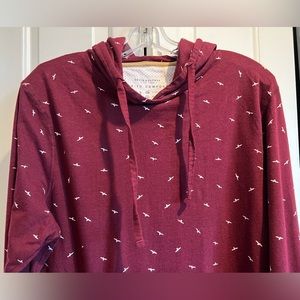 DENIM & FLOWER✨Burgundy, Long Sleeve Hoodie - White Bird Design